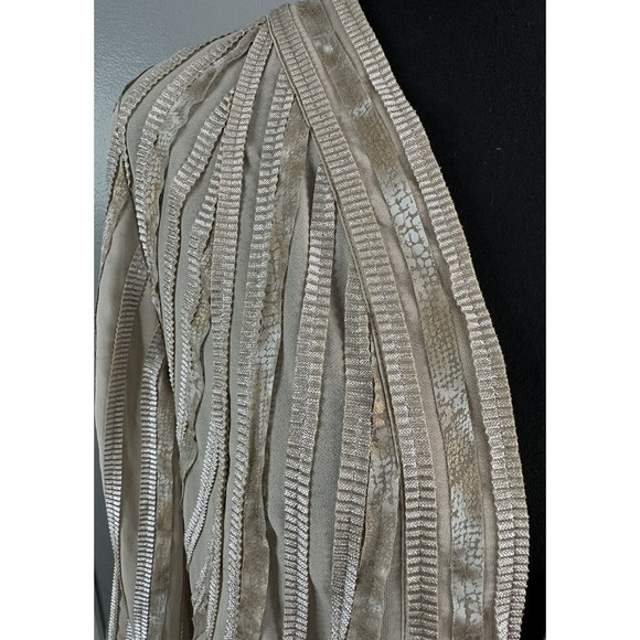 Travelers Collection Chicos sz 2 Beige silver Open Front Semi Sheer Jacket XL - Picture 2 of 8